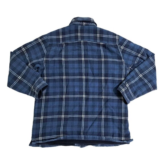 LL Bean Kids Large 14-16 Fleece Lined Blue Button Up Flannel Shirt Shacket - Picture 6 of 9